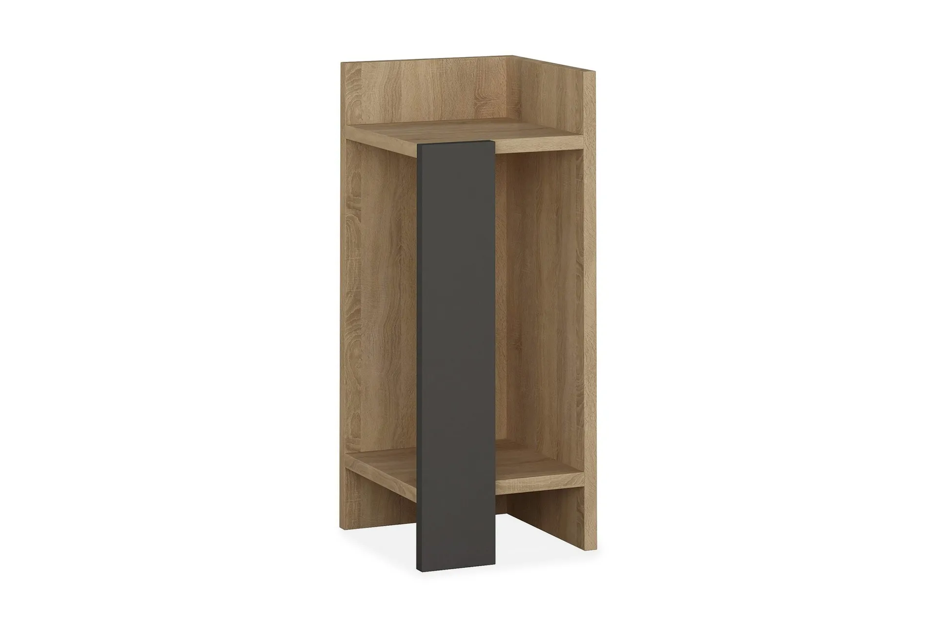 Decorta Nattbord 27 cm med Oppbevaring Hyller + Luker Høyre - Brun/Grå