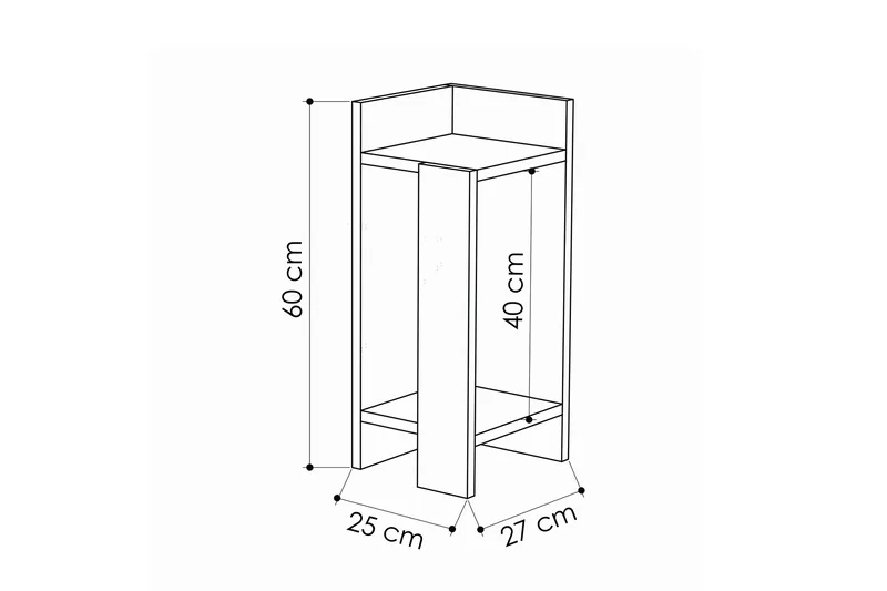 Decorta Nattbord 27 cm med Oppbevaring Hyller Venstre - Grå/Brun - Møbler - Bord - Avlastningsbord - Sengebord & nattbord