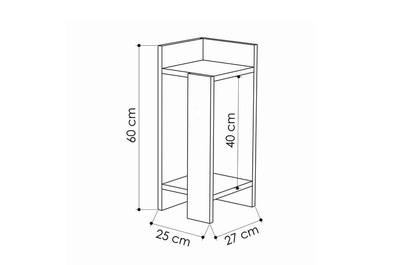 Decorta Nattbord 27 cm med Oppbevaring Hyller Venstre - Grå/Brun - Sengebord & nattbord