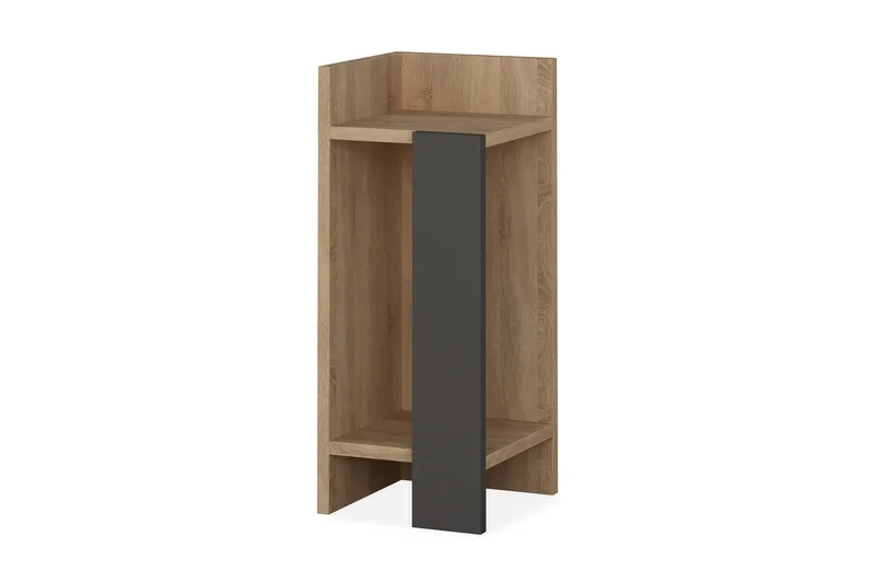 Decorta Nattbord 27 cm med Oppbevaring Hyller Venstre, Grå/Brun