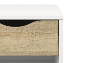 Delta Nattbord 50 cm med Oppbevaring Skuff + Hylle - Hvit/Eikfarge - Møbler - Bord - Avlastningsbord - Sengebord & nattbord