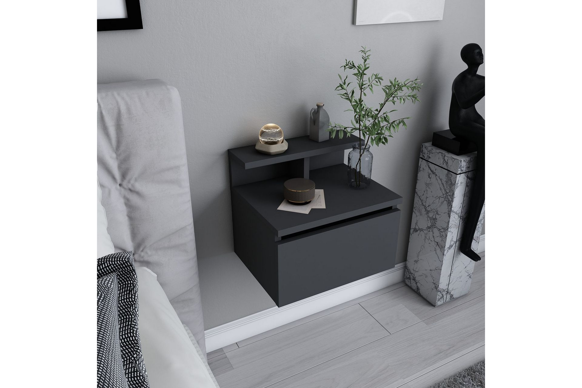 Desgrar Nattbord 39,8x35 cm - Antrasitt - Møbler - Bord - Avlastningsbord - Sengebord & nattbord