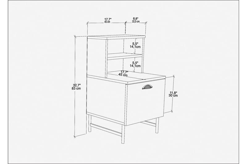 Desgrar Nattbord 45x22,5 cm - Brun - Møbler - Bord - Avlastningsbord - Sengebord & nattbord