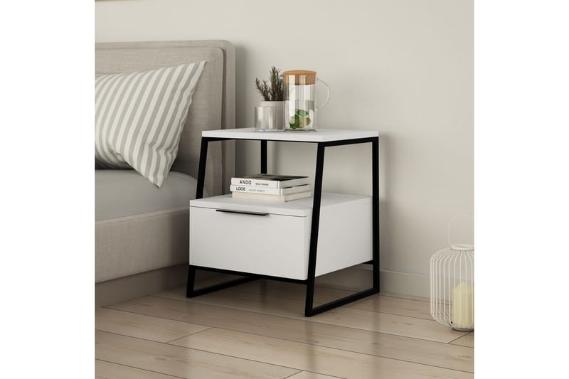 Desgrar Nattbord 45x50 cm - Hvit - Møbler - Bord - Avlastningsbord - Sengebord & nattbord