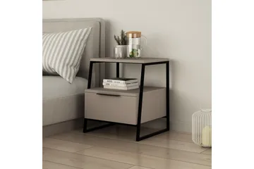 Desgrar Nattbord 45x50 cm i Tre med Skuffer og Oppbevaring - Mokkabeige - Møbler - Bord - Avlastningsbord - Sengebord & nattbord