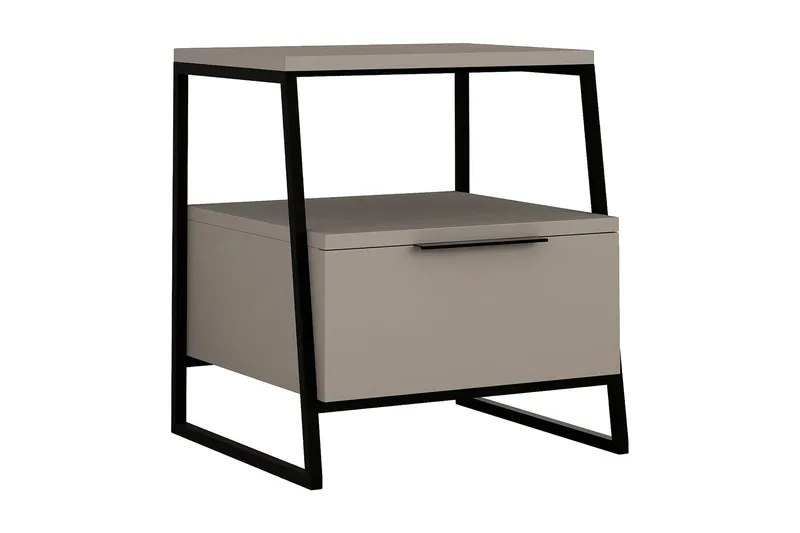 Desgrar Nattbord 45x50 cm i Tre med Skuffer og Oppbevaring, Mokkabeige