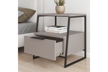 Desgrar Nattbord 45x50 cm i Tre med Skuffer og Oppbevaring - Mokkabeige - Møbler - Bord - Avlastningsbord - Sengebord & nattbord