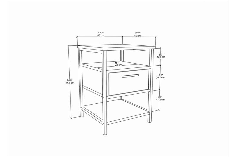 Desgrar Nattbord 45x61,8 cm - Svart - Møbler - Bord - Avlastningsbord - Sengebord & nattbord
