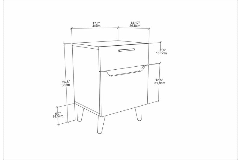 Desgrar Nattbord 45x63 cm - Hvit - Sengebord & nattbord