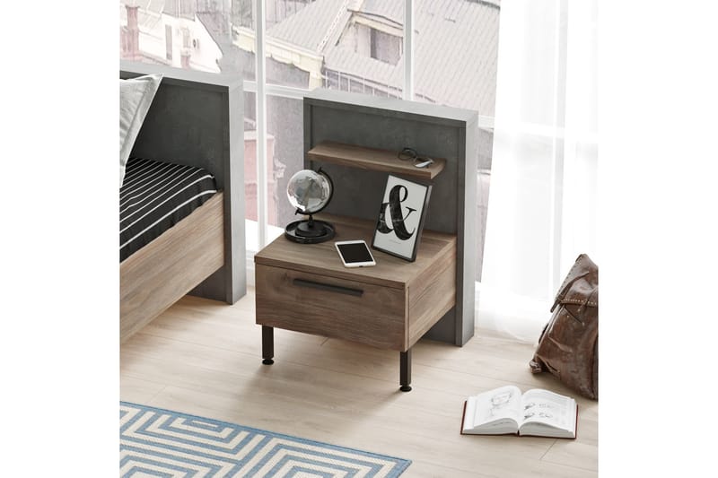 Drimmelen Nattbord 44 cm - Brun / Grå - Møbler - Bord - Avlastningsbord - Sengebord & nattbord