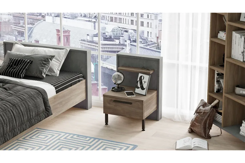 Drimmelen Nattbord 44 cm - Brun / Grå - Møbler - Bord - Avlastningsbord - Sengebord & nattbord