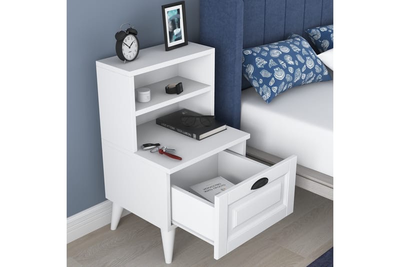 Eladia Nattbord 45 cm - Hvit - Møbler - Bord - Avlastningsbord - Sengebord & nattbord