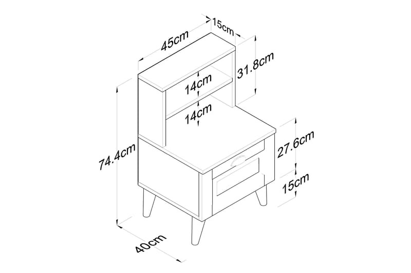 Eladia Nattbord 45 cm - Hvit - Sengebord & nattbord