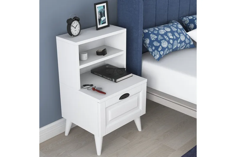 Eladia Nattbord 45 cm - Hvit - Møbler - Bord - Avlastningsbord - Sengebord & nattbord