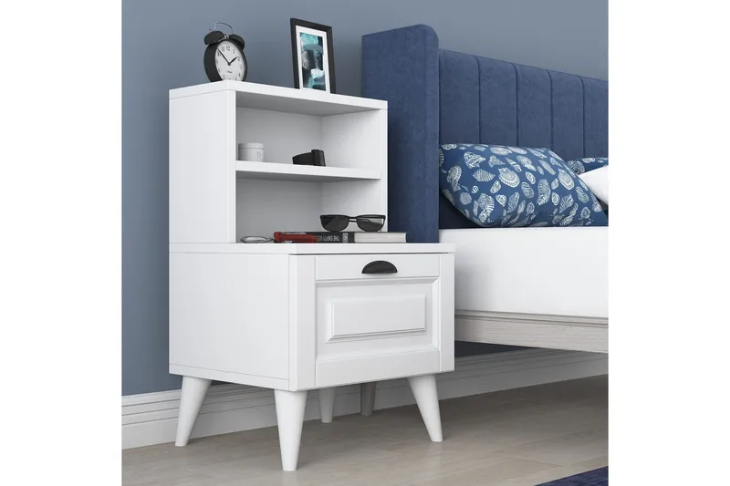 Eladia Nattbord 45 cm - Hvit - Møbler - Bord - Avlastningsbord - Sengebord & nattbord