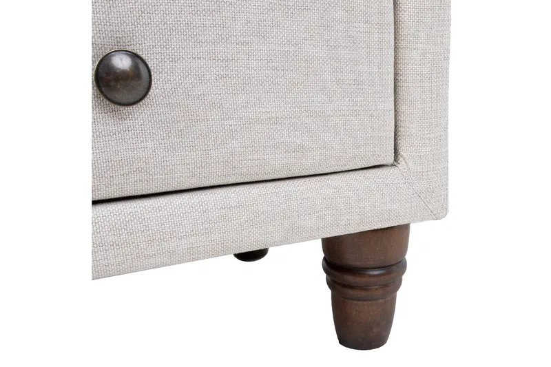 Emilia Nattbord med Oppbevaring og Skuffer i Stoff med Trebein - Beige - Møbler - Bord - Avlastningsbord - Sengebord & nattbord