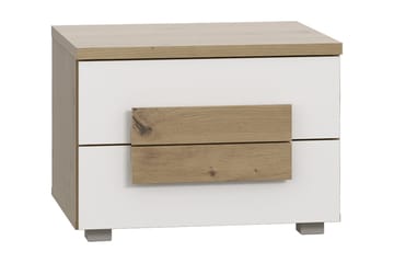 Eochar Nattbord 50 cm med Oppbevaring 2 Skuffer - Brun/Hvit - Møbler - Bord - Avlastningsbord - Sengebord & nattbord