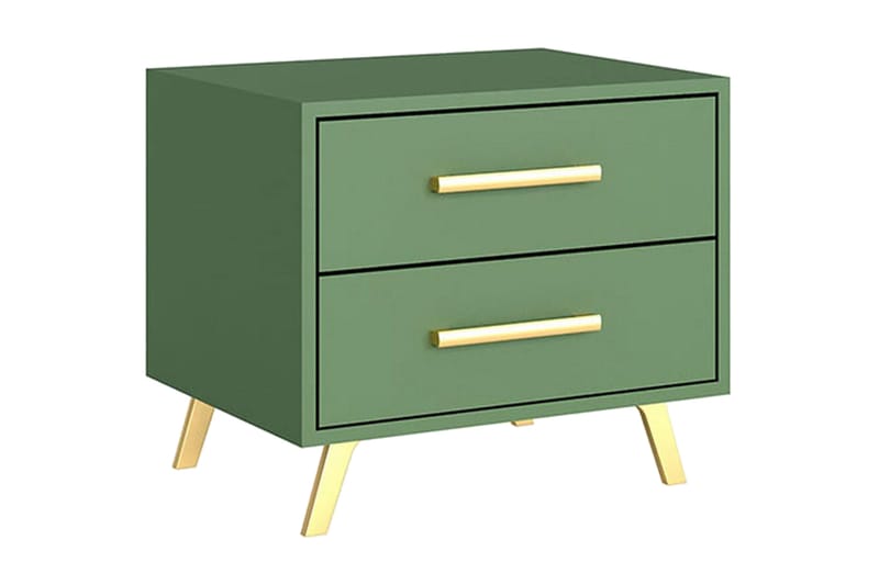 Escaldes Nattbord 53,5 cm - Matt Grønn/Gull - Møbler - Bord - Avlastningsbord - Sengebord & nattbord