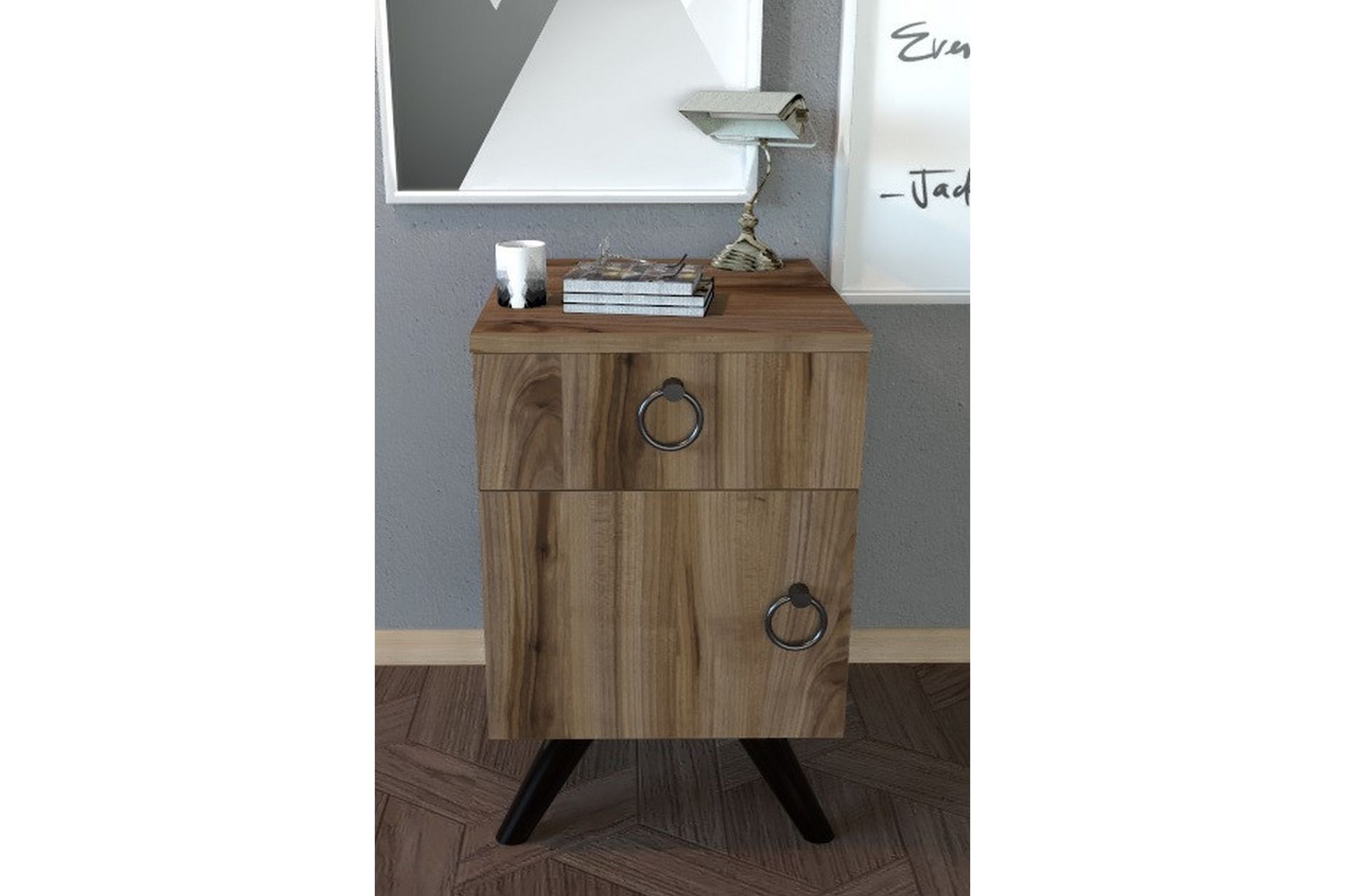 Escoura Nattbord 40x44 cm - Mørkebrun - Møbler - Bord - Avlastningsbord - Sengebord & nattbord