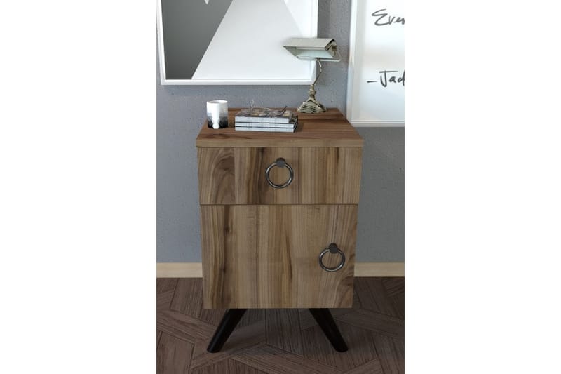 Escoura Nattbord 40x44 cm - Mørkebrun - Møbler - Bord - Avlastningsbord - Sengebord & nattbord