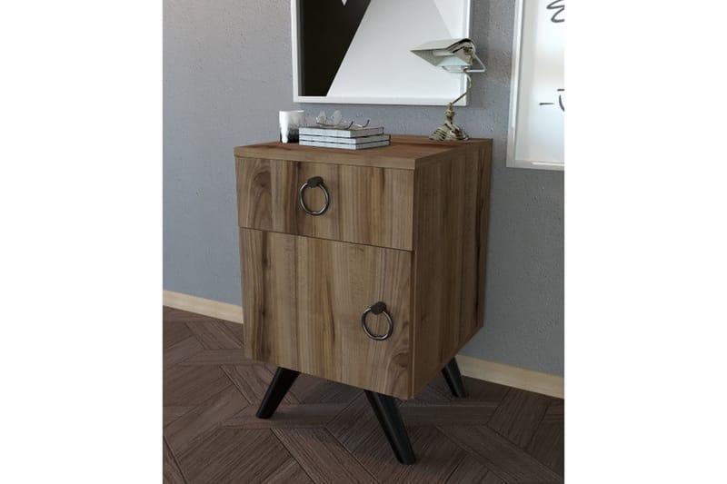 Escoura Nattbord 40x44 cm - Mørkebrun - Møbler - Bord - Avlastningsbord - Sengebord & nattbord