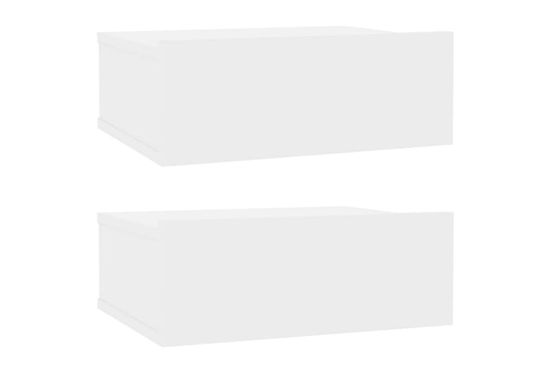 Flytende nattbord 2 stk høyglans hvit 40x30x15 cm sponplate - Sengebord & nattbord