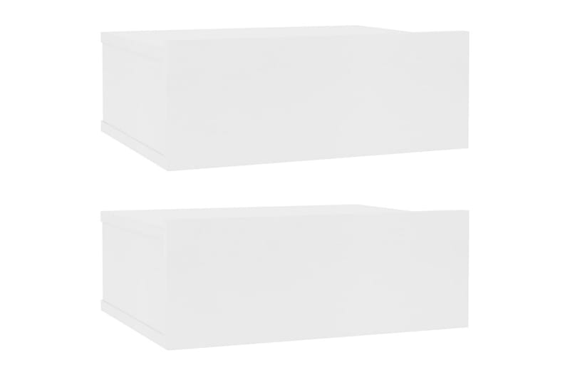 Flytende nattbord 2 stk hvit 40x30x15 cm sponplate - Sengebord & nattbord