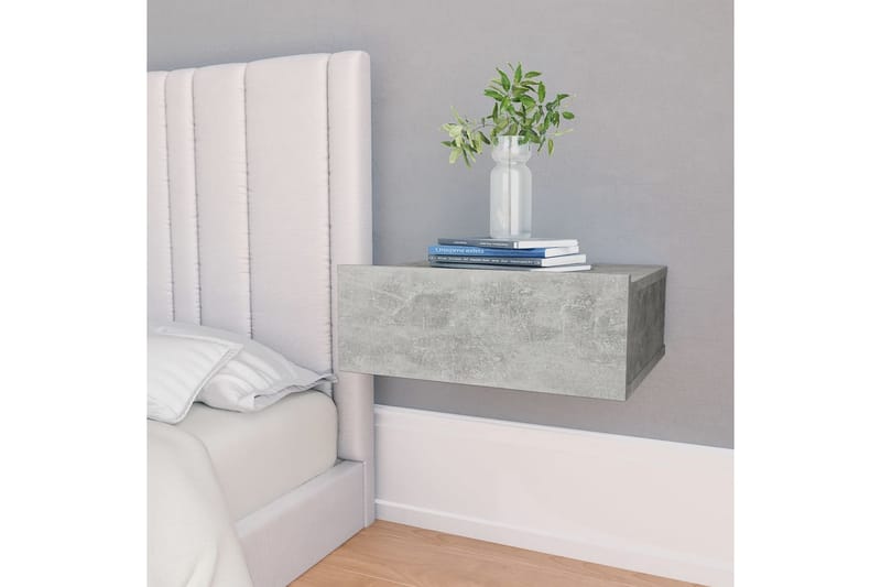 Flytende nattbord betonggrå 40x30x15 cm sponplate - Møbler - Bord - Avlastningsbord - Sengebord & nattbord