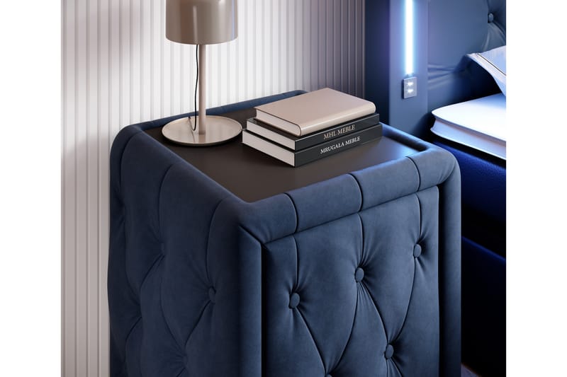 Franco Nattbord 58 cm med Oppbevaring Skuff - Blå - Sengebord & nattbord