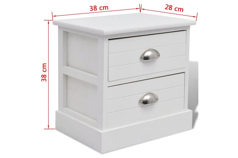 Franske Nattbord 2 stk Hvit - Hvit - Møbler - Bord - Avlastningsbord - Sengebord & nattbord