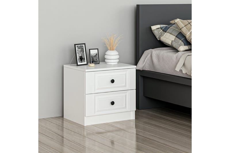 Fruitland Nattbord 54 cm i Tre med Oppbevaring og Skuffer - Hvit - Møbler - Bord - Avlastningsbord - Sengebord & nattbord