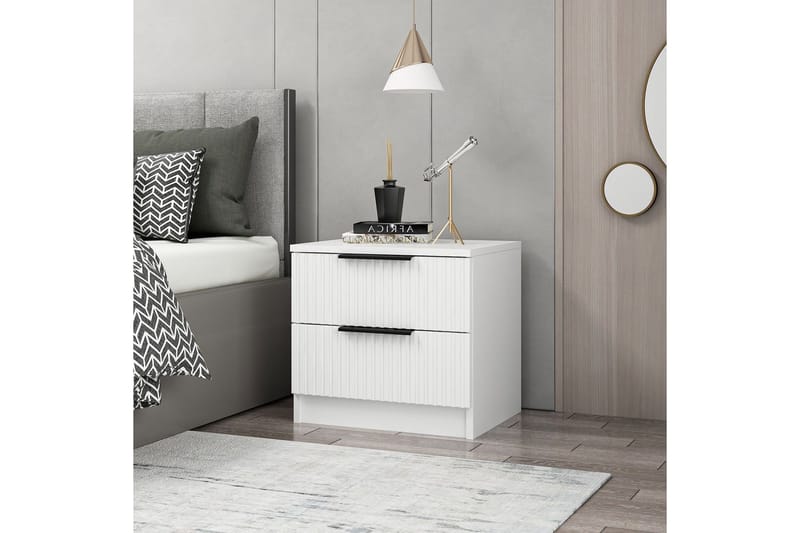 Fruitland Nattbord 54 cm i Tre med Oppbevaring og Skuffer - Hvit - Møbler - Bord - Avlastningsbord - Sengebord & nattbord
