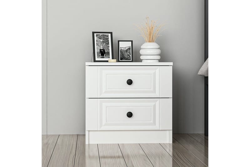 Fruitland Nattbord 54 cm i Tre med Oppbevaring og Skuffer - Hvit - Møbler - Bord - Avlastningsbord - Sengebord & nattbord
