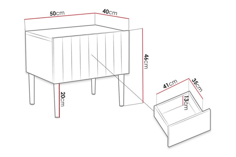 Glenndale Sengbord 50 cm - Svart - Møbler - Bord - Avlastningsbord - Sengebord & nattbord