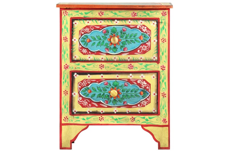 Håndmalt nattbord 40x30x50 cm heltre mango - Flerfarget - Møbler - Bord - Avlastningsbord - Sengebord & nattbord