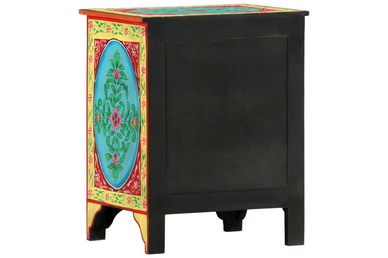 Håndmalt nattbord 40x30x50 cm heltre mango - Flerfarget - Møbler - Bord - Avlastningsbord - Sengebord & nattbord
