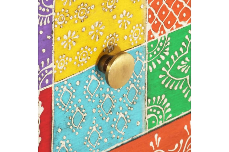 Håndmalt nattbord 40x30x50 cm heltre mango - Flerfarget - Møbler - Bord - Avlastningsbord - Sengebord & nattbord