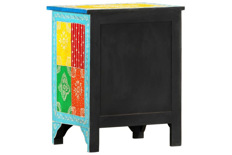 Håndmalt nattbord 40x30x50 cm heltre mango - Flerfarget - Møbler - Bord - Avlastningsbord - Sengebord & nattbord