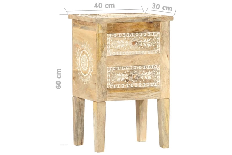 Håndmalt nattbord 40x30x60 cm heltre mango - Brun - Møbler - Bord - Avlastningsbord - Sengebord & nattbord