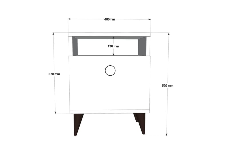 Harbours Nattbord 52 cm - Hvit - Sengebord & nattbord