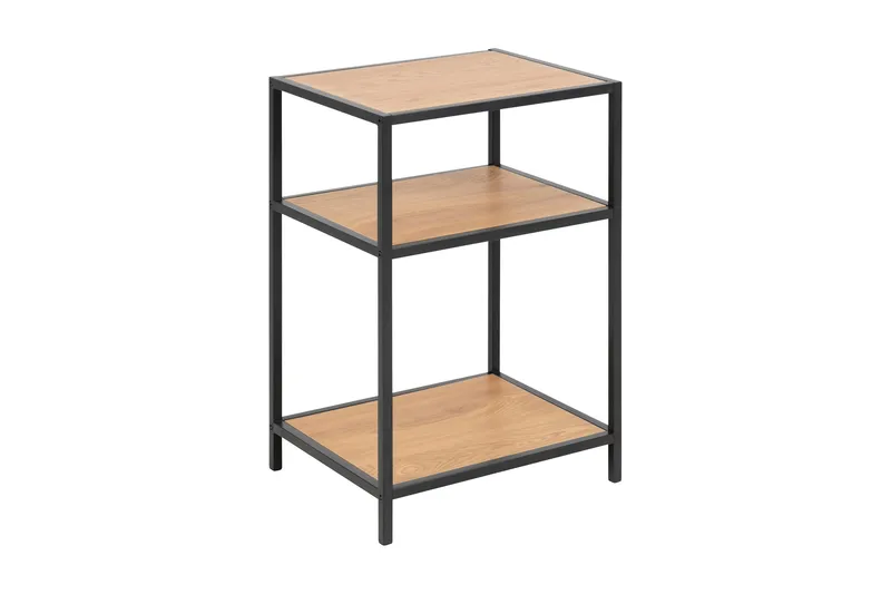 Hasslevik Nattbord 35 cm med Oppbevaring Hyller - Natur/Svart - Møbler - Bord - Avlastningsbord - Sengebord & nattbord