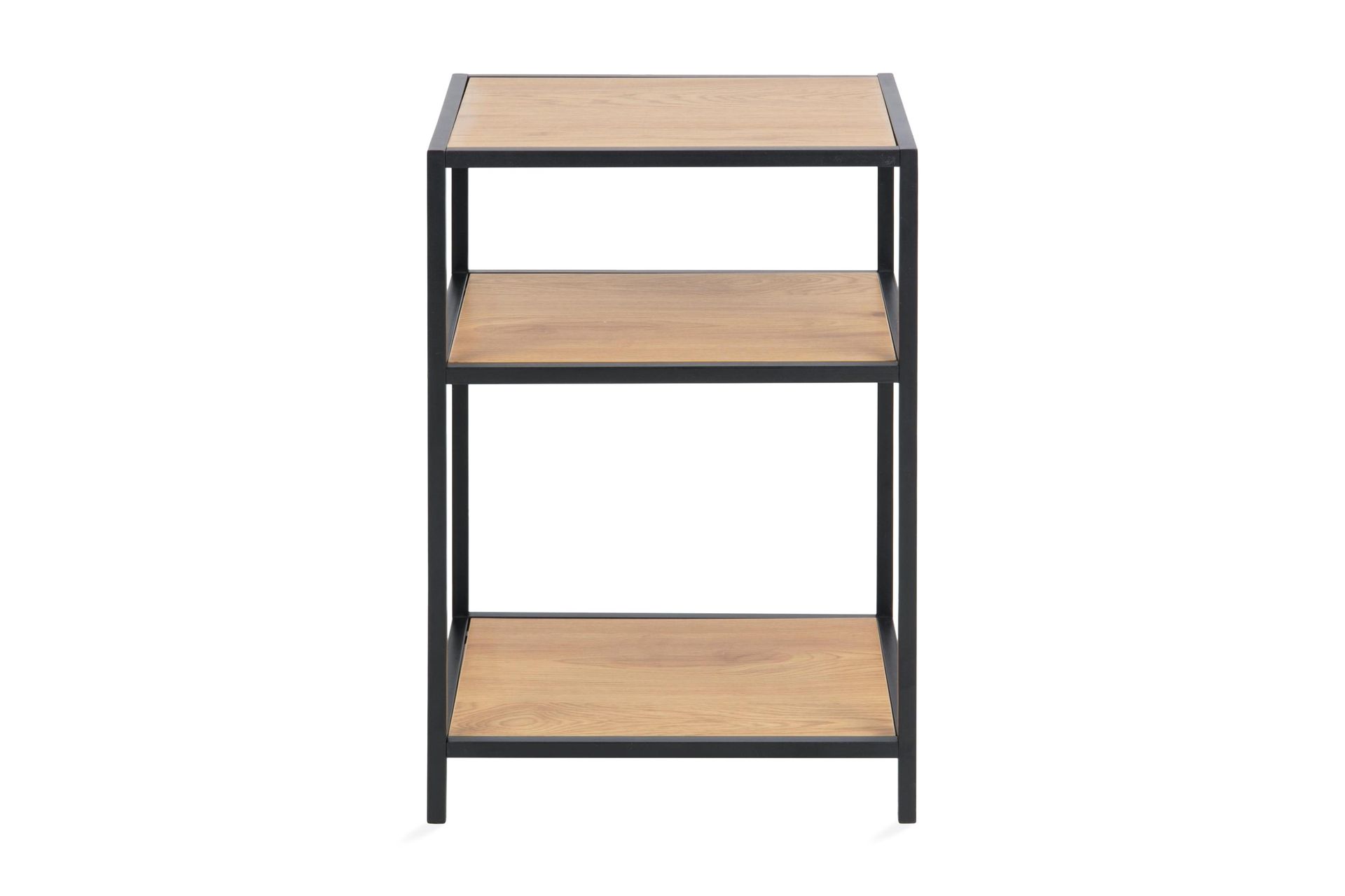 Hasslevik Nattbord 35 cm med Oppbevaring Hyller - Natur/Svart