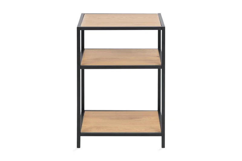 Hasslevik Nattbord 35 cm med Oppbevaring Hyller, Natur/Svart