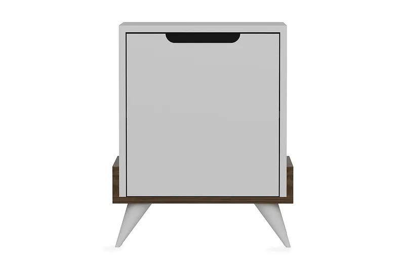 Hejde Nattbord 35 cm med Oppbevaring Skap, Hvit/Brun