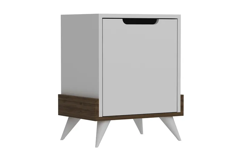 Hejde Nattbord 35 cm med Oppbevaring Skap - Hvit/Brun - Møbler - Bord - Avlastningsbord - Sengebord & nattbord