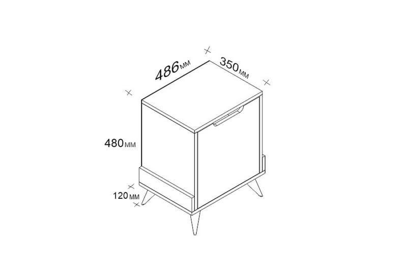 Hejde Nattbord 35 cm med Oppbevaring Skap - Hvit/Brun - Møbler - Bord - Avlastningsbord - Sengebord & nattbord