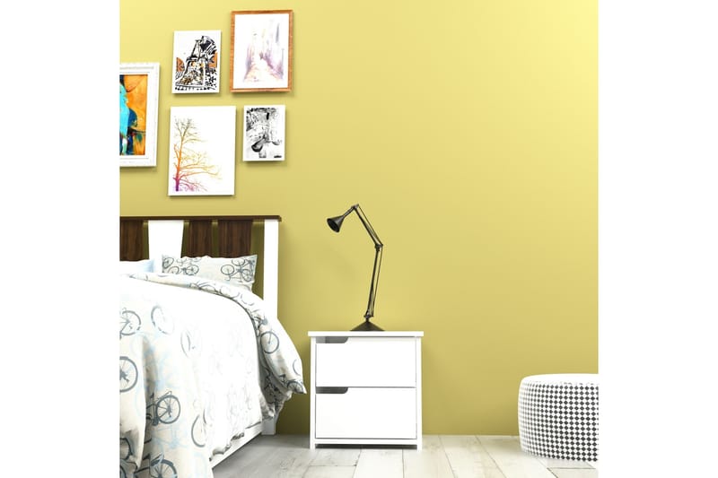 Hejde Nattbord 40 cm med Oppbevaring 2 Skuffer - Hvit - Møbler - Bord - Avlastningsbord - Sengebord & nattbord