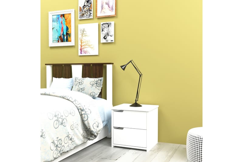 Hejde Nattbord 40 cm med Oppbevaring 2 Skuffer - Hvit - Møbler - Bord - Avlastningsbord - Sengebord & nattbord