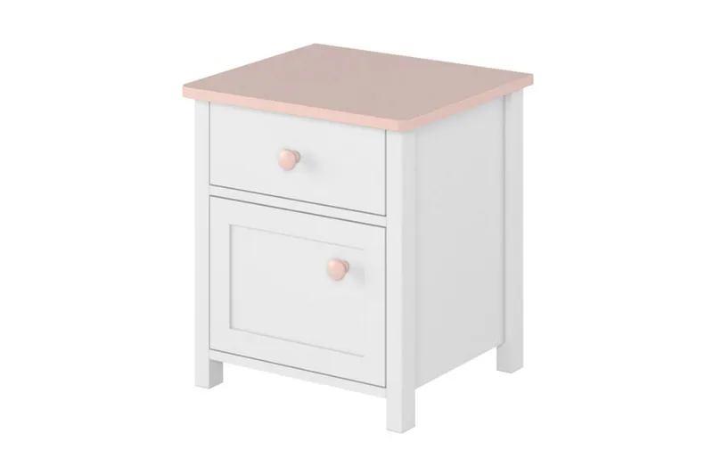 Hilts Sängbord Barn 42 cm med Förvaring Låda + Skåp NO_BRAND Vit||Pink, undefined