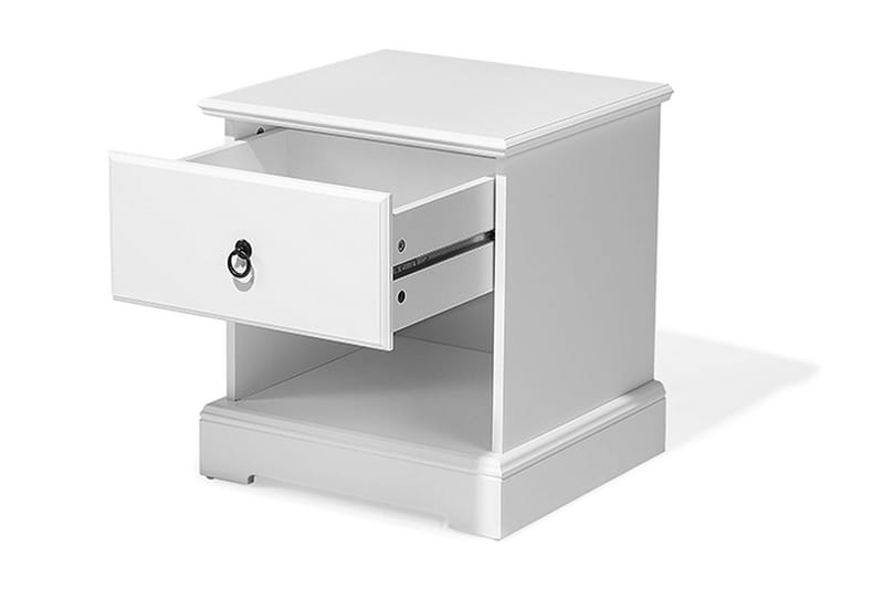 Holak Nattbord 48 cm med Oppbevaring Skuff + Hylle - Hvit - Møbler - Bord - Avlastningsbord - Sengebord & nattbord